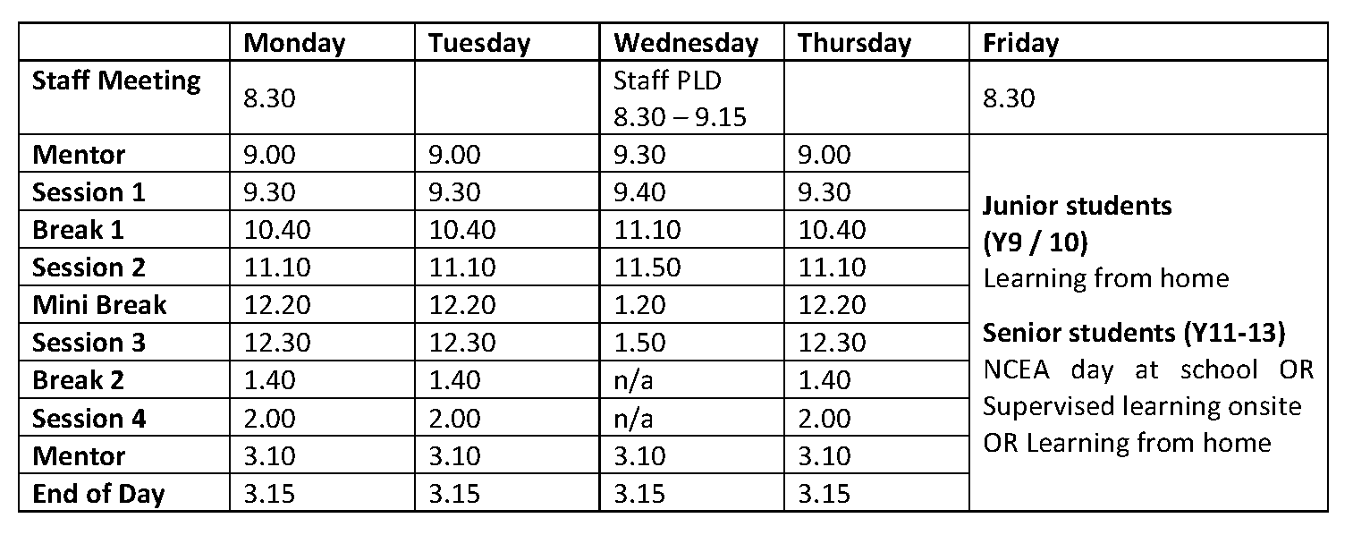 New Term 2 Timetable 2022