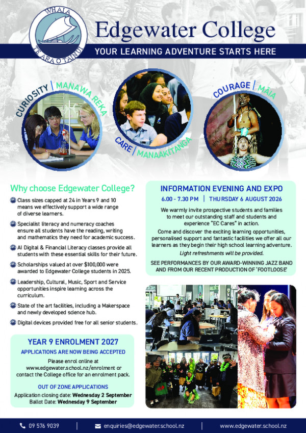 Edgewater College Enrolment Ad A4 Digital June2026